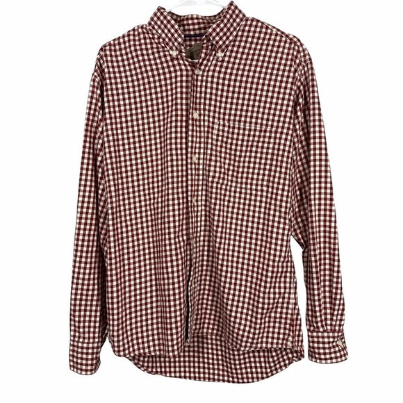 BILLS KHAKIS Men’s Red Check Flannel Button-up Medium Red White Cotton - Picture 1 of 5